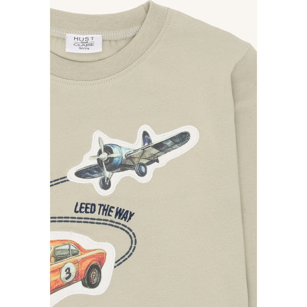 Hust & Claire HCAnton Retro road T-shirt L/S 4416 Greene Stone