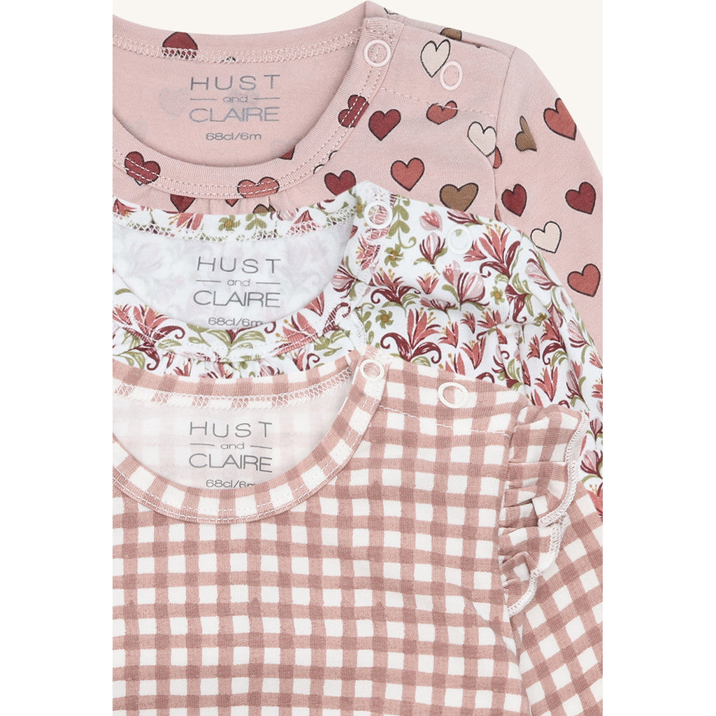 Hust & Claire HCAlda Little Check T-shirt L/S 3735 Adobe Rose