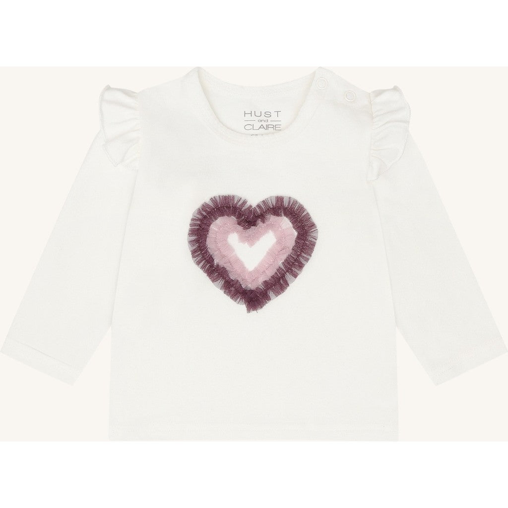 Hust & Claire HCAnna heart T-shirt L/S 3270 Ivory