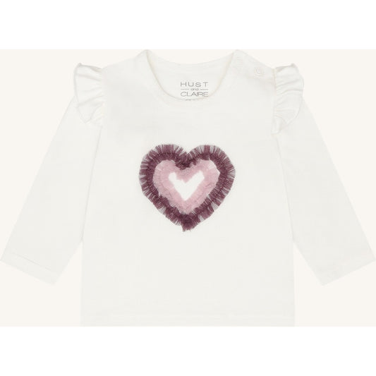 Hust & Claire HCAnna heart T-shirt L/S 3270 Ivory