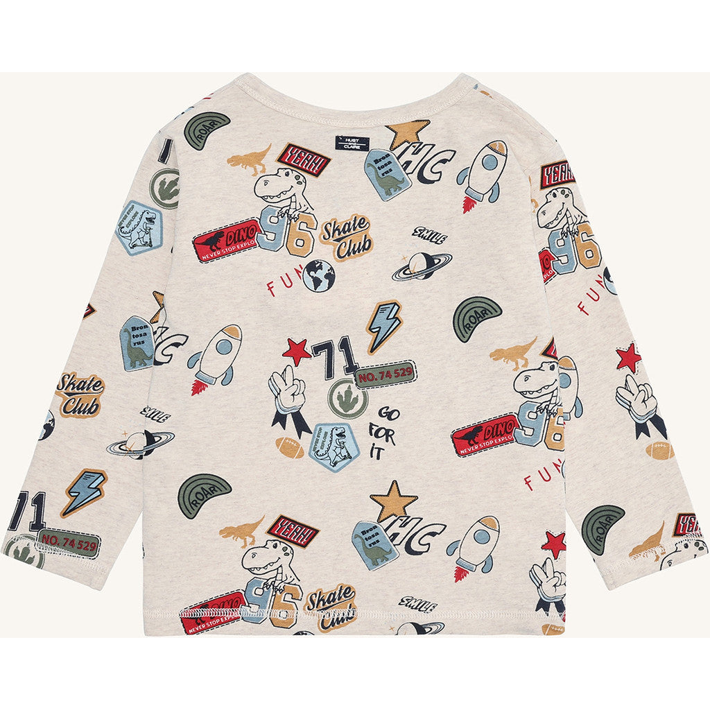 Hust & Claire HCAnton Badges T-shirt L/S 1290 Wheat Melange