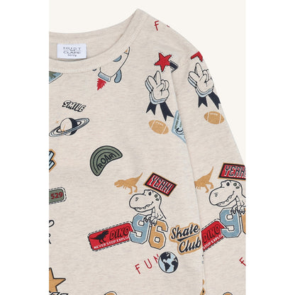Hust & Claire HCAnton Badges T-shirt L/S 1290 Wheat Melange