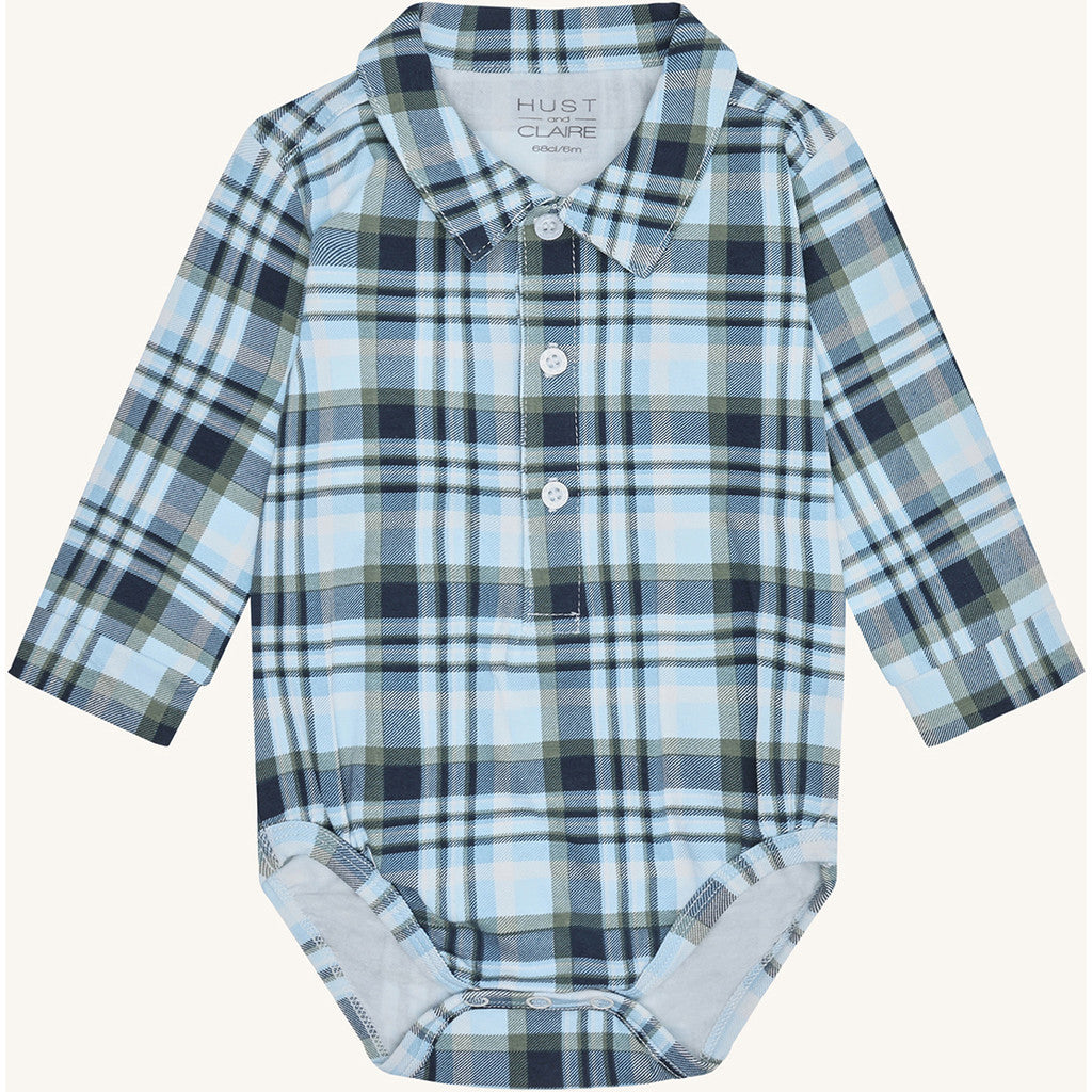 Hust & Claire HCBoye Fall Check Bodystocking Shirt 3140 Iron Blue