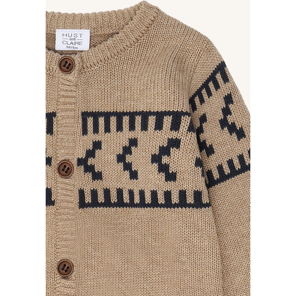 Hust & Claire HCCharli Knit Jacquard Cardigan 3554 Biscuit