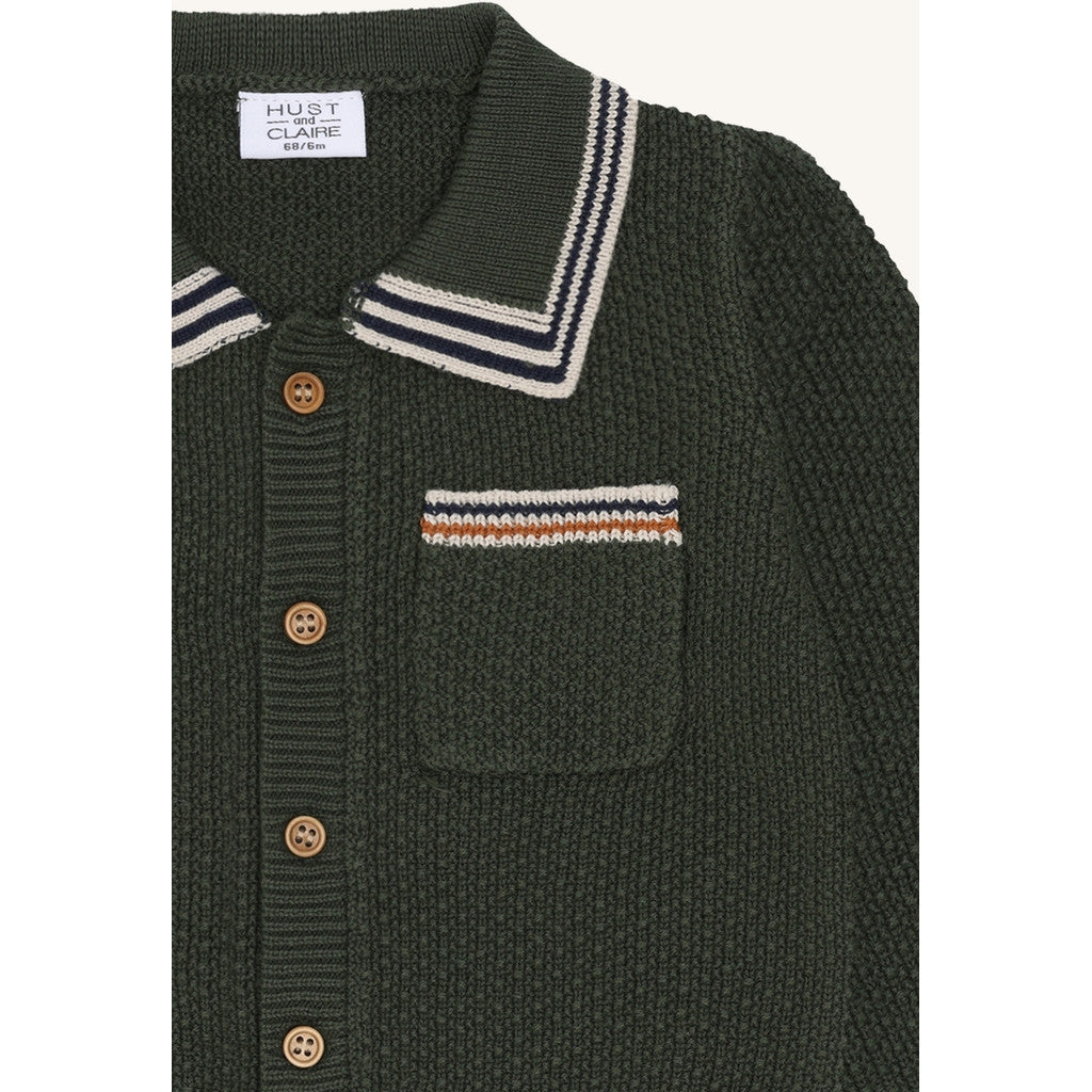 Hust & Claire HCCharli Polo cardigan Cardigan 3461 Deep Ivy