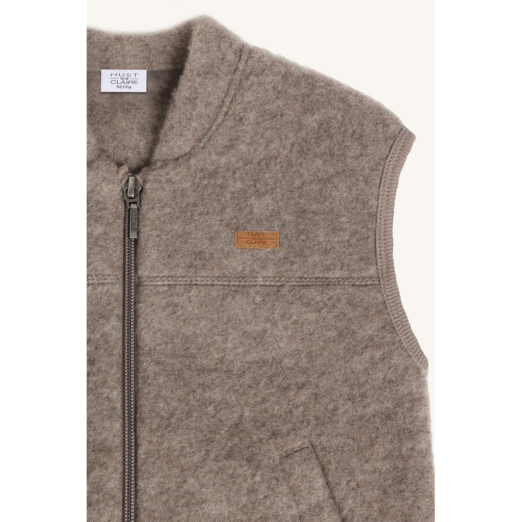 Hust & Claire HCEmilo Zip Wool Waistcoat 3232 Deer Melange