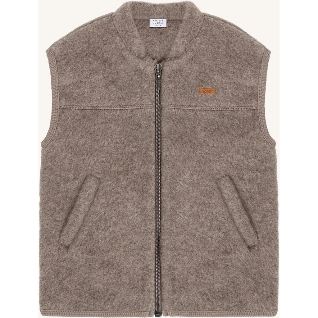 Hust & Claire HCEmilo Zip Wool Waistcoat 3232 Deer Melange