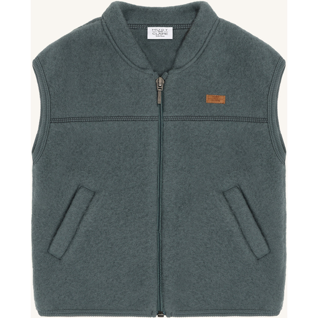Hust & Claire HCEmilo Zip Wool Waistcoat 3484 Balsam Green