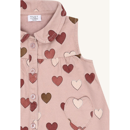 Hust & Claire HCKatinka Fine Twill Old Hearts Dresses 3735 Adobe Rose
