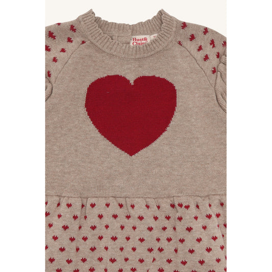 Hust & Claire HCKnit dress Hearts Dresses 3554 Biscuit