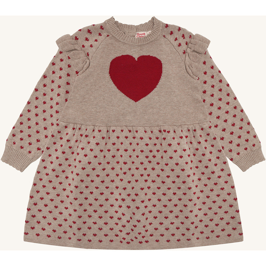 Hust & Claire HCKnit dress Hearts Dresses 3554 Biscuit