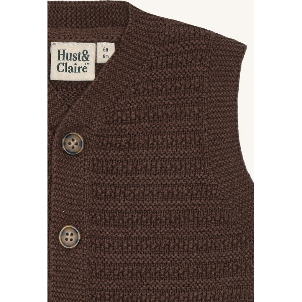Hust & Claire HCPerry Buttons Knitwear 3576 Brown Stone