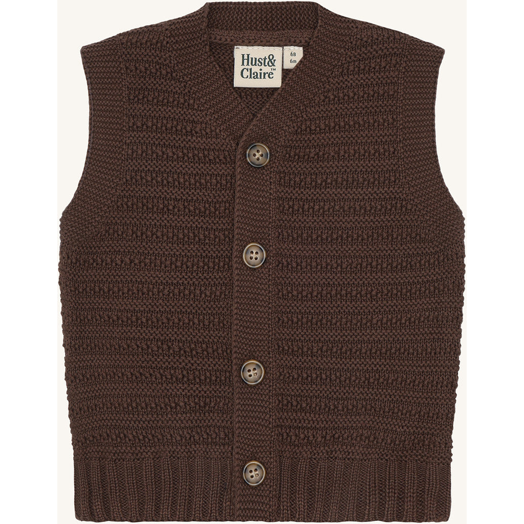Hust & Claire HCPerry Buttons Knitwear 3576 Brown Stone