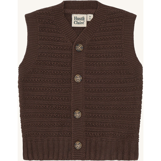 Hust & Claire HCPerry Buttons Knitwear 3576 Brown Stone