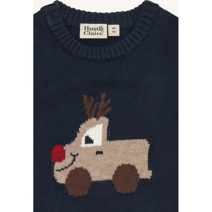 Hust & Claire HCPerry Reindeer Knitwear 4150 More Navy