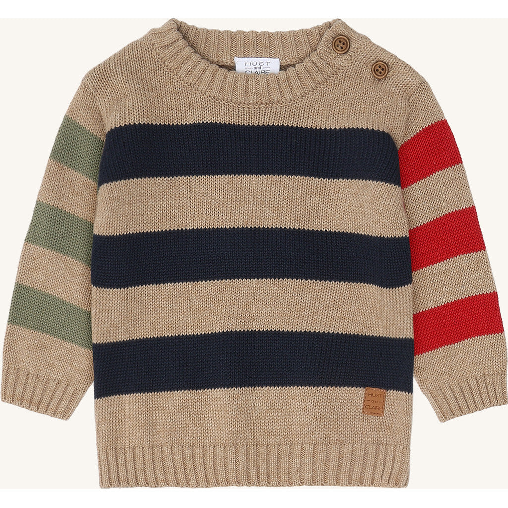 Hust & Claire HCPilou Knit Stripes Pullover 3554 Biscuit