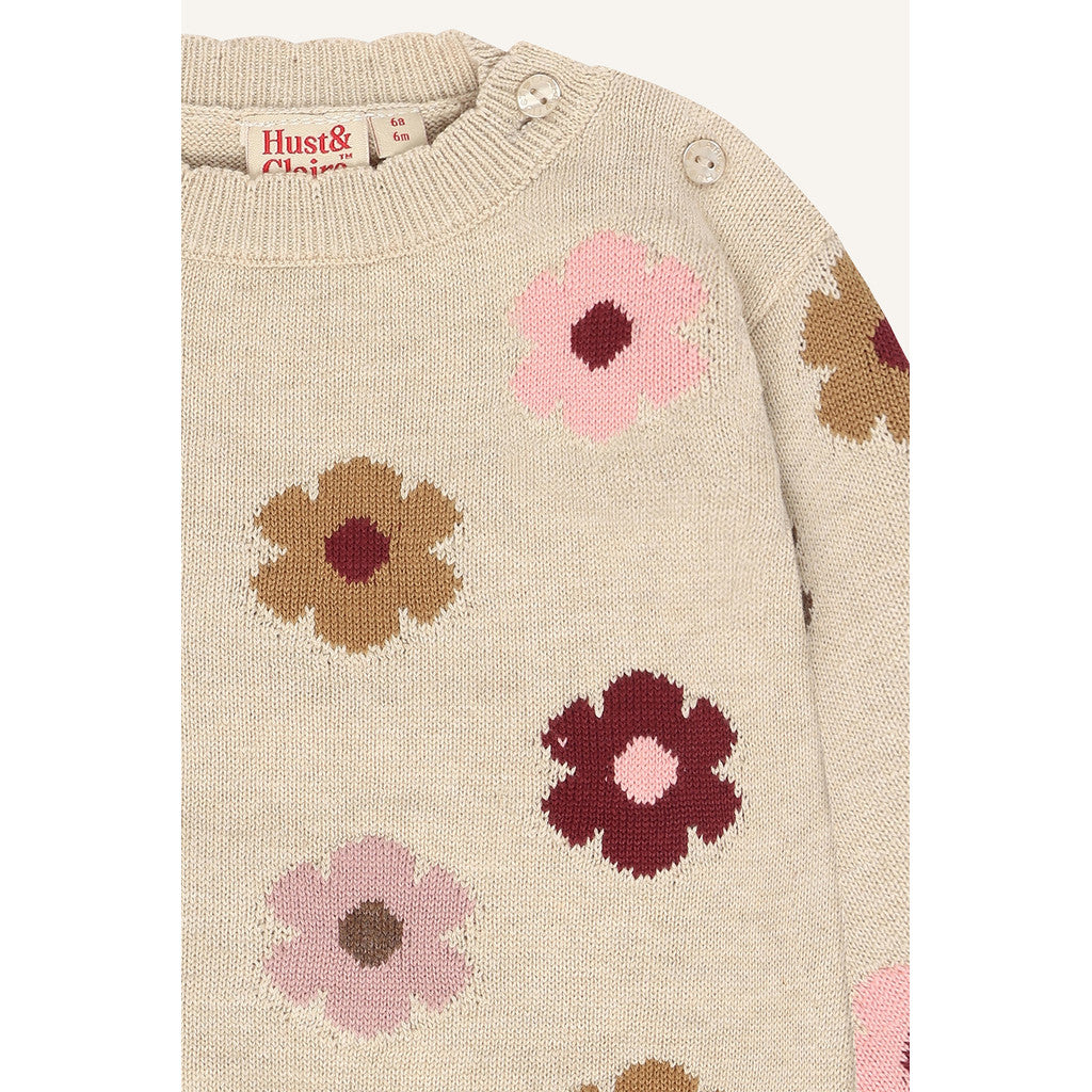 Hust & Claire HCPusle Flower Cardigan 4548 Old Beige Melange