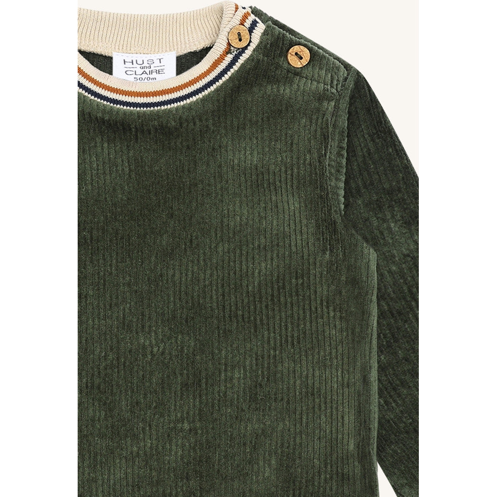 Hust & Claire HCSofus Ribbed velour Sweatshirt 3461 Deep Ivy