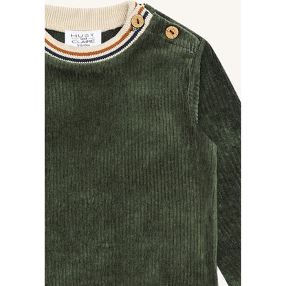 Hust & Claire HCSofus Ribbed velour Sweatshirt 3461 Deep Ivy