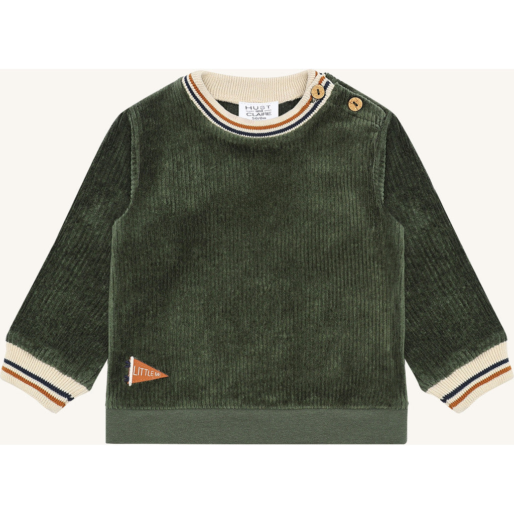 Hust & Claire HCSofus Ribbed velour Sweatshirt 3461 Deep Ivy