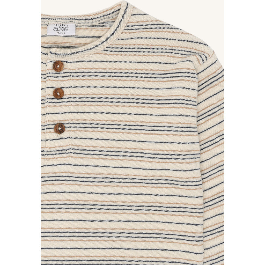Hust & Claire HCSune Knitted stripe T-shirt L/S 3272 Snow White