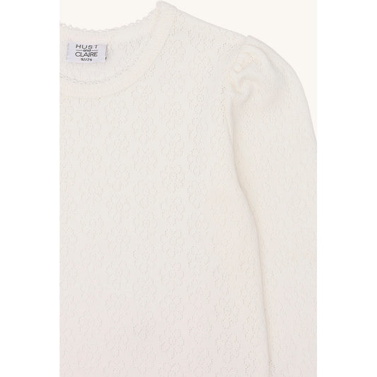 Hust & Claire T-shirt HCAlma Pointelle T-shirt L/S 3270 Ivory