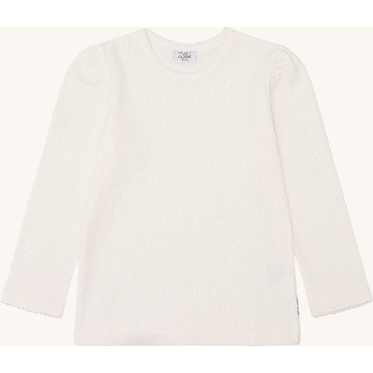 Hust & Claire T-shirt HCAlma Pointelle T-shirt L/S 3270 Ivory