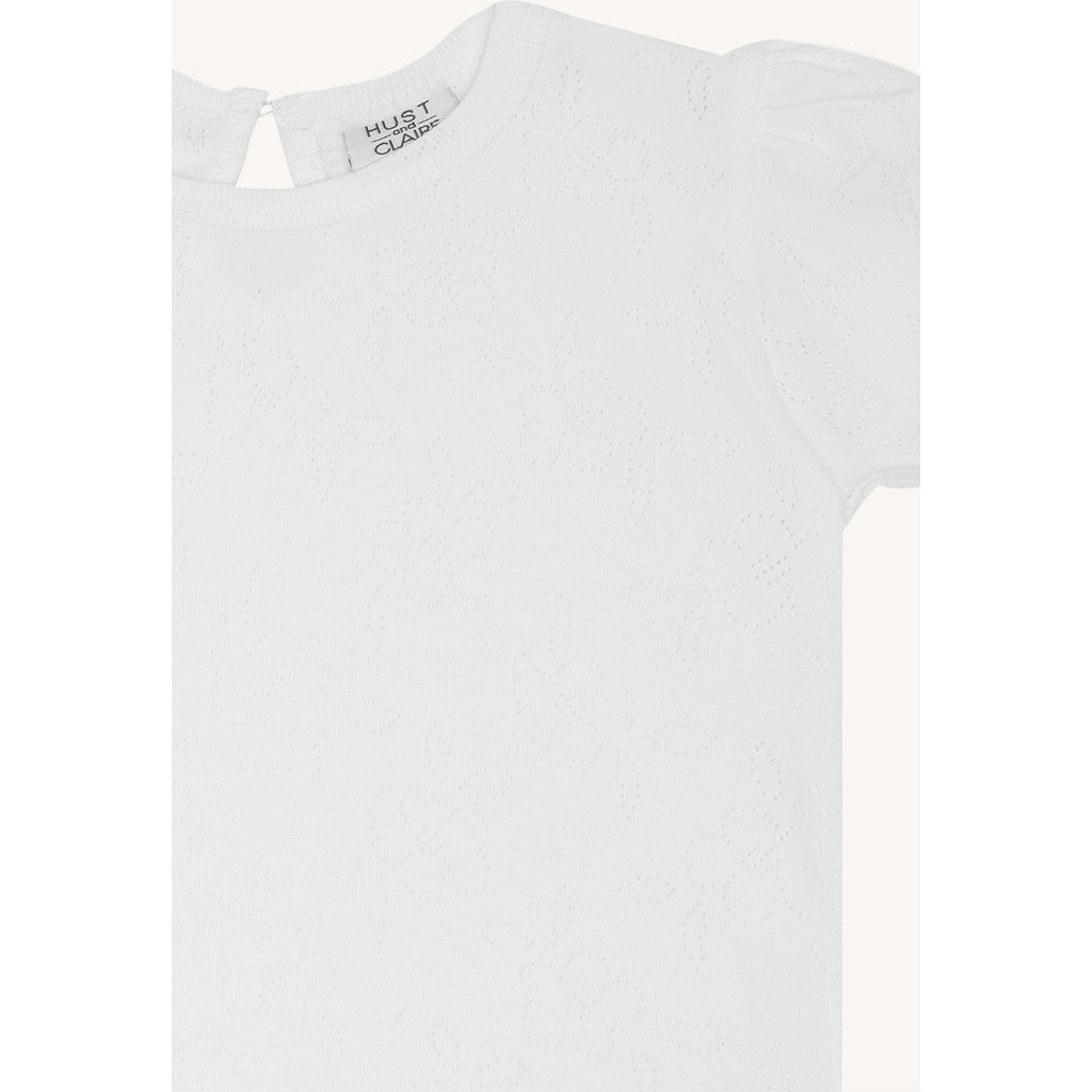 Hust & Claire T-shirt HCAlma basic pointelle T-shirt S/S 3246 White